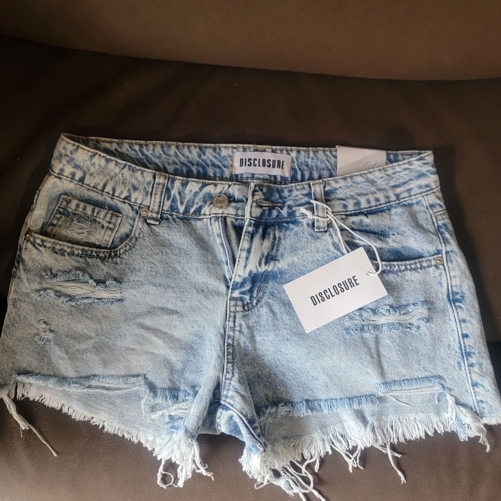 Women's Light Blue Distressed Denim Shorts